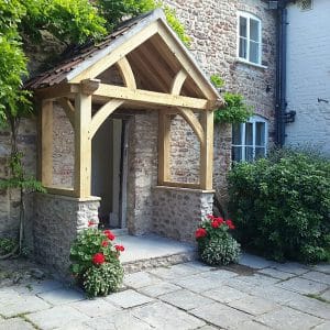 High Brick Plinth Porch Stone with Curved Truss